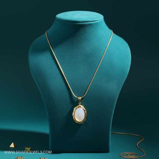 Oval Stone Pendant on Teal Display