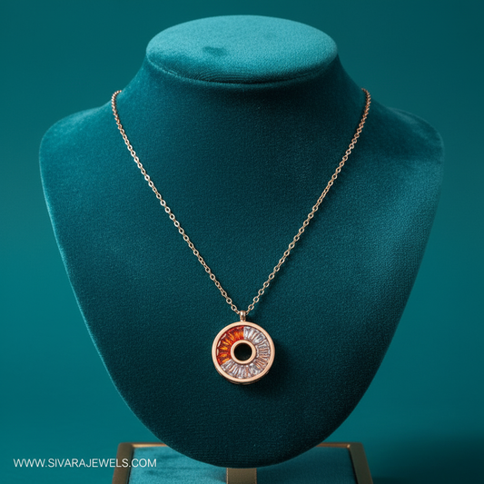 Roman Numeral Disc Pendant on Teal Velvet