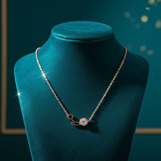 Rope Chain with Sideways Key on Teal Velvet