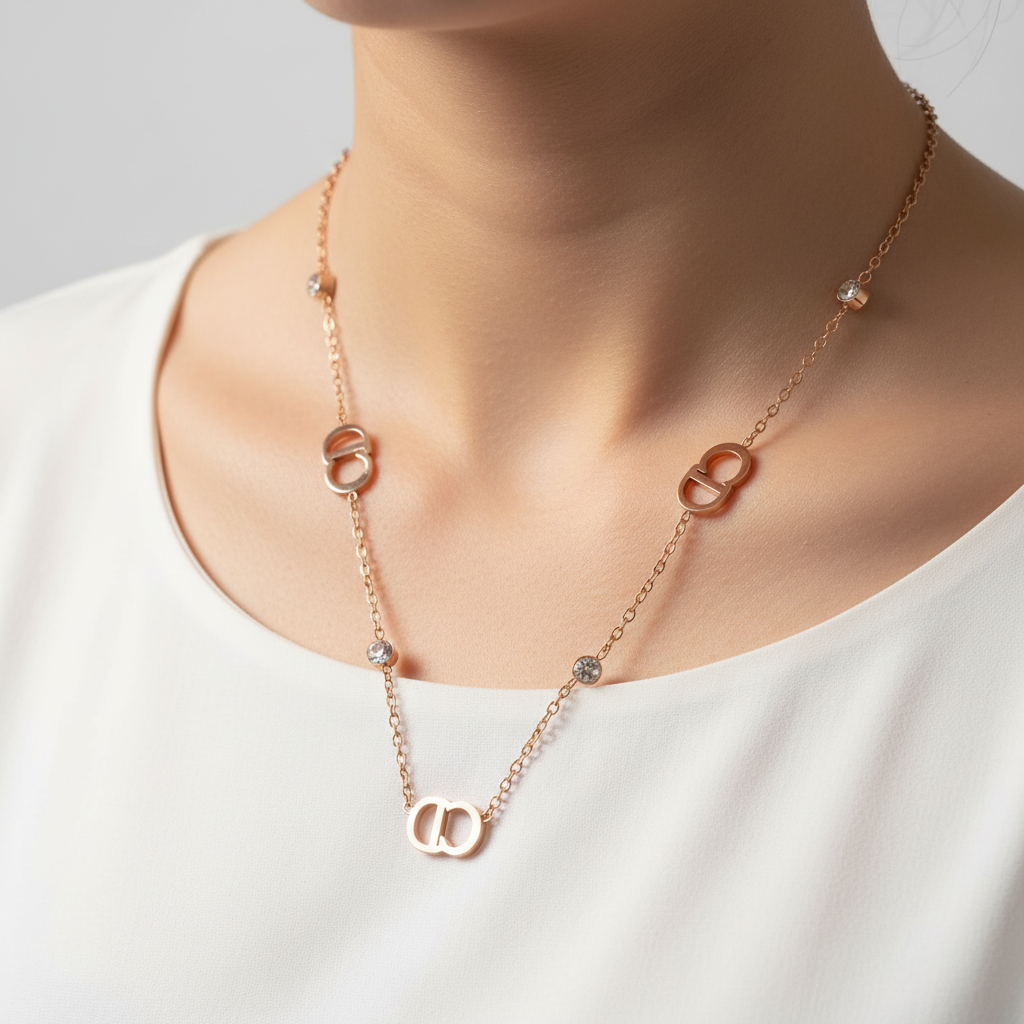 Rose Gold Chain with Hollow Circles on Slender Neck
