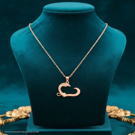 Rose Gold S Pendant on Teal Velvet